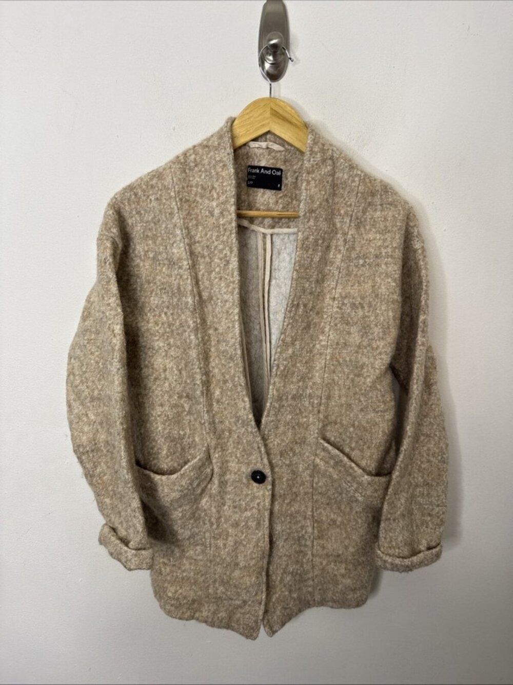 Frank & Oak Woman S Boiled Wool Blend Jacket Cardigan